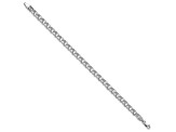 Rhodium Over 14k White Gold 5mm Diamond-Cut Double Link Charm Bracelet