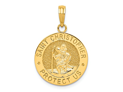 14K Yellow Gold Saint Christopher Medal Pendant