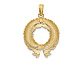 14k Yellow Gold Enameled Christmas Wreath Charm