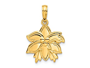 14k Yellow Gold Polished Poinsettia Floral Pendant