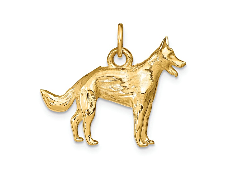 その他 charm shop 14k Yellow Gold Solid Polished and Textured 3D German Shepherd
