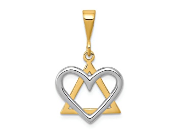 Picture of 14k Yellow Gold and 14k White Gold Star of David with Heart Pendant