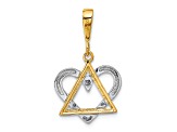 14k Yellow Gold and 14k White Gold Star of David with Heart Pendant