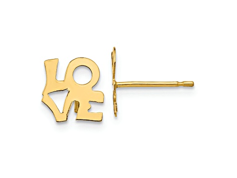 14k Yellow Gold Love Post Earring