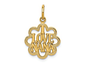 14k Yellow Gold Textured I Love Nana Pendant