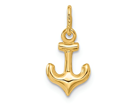 14k Yellow Gold 3D Anchor pendant