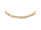 14K Yellow Gold Polished and Textured Paperclip Link Necklace