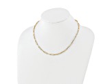 14K Yellow Gold Polished and Textured Paperclip Link Necklace