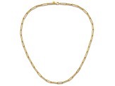 14K Yellow Gold Polished and Textured Paperclip Link Necklace