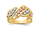 14K Polished and Diamond-cut Beads Fashion Ring