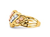 14K Polished and Diamond-cut Beads Fashion Ring