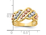 14K Polished and Diamond-cut Beads Fashion Ring