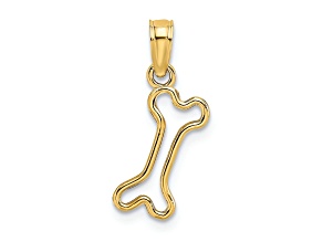 14K Yellow Gold Cut-Out Polished Mini Dog Bone Charm