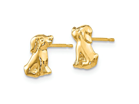 14K Yellow Gold Dog Post Earrings