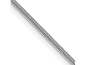 Rhodium Over 10k White Gold 0.9mm Solid Round Snake 18 Inch Chain