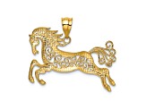 14K Yellow Gold with White Rhodium Filigree Horse Pendant