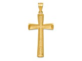 14k Yellow Gold Satin and Diamond-Cut Cross Pendant