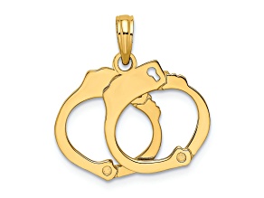 14k Yellow Gold 2-Piece Moveable Handcuffs Pendant