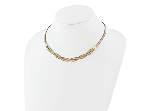 14k Two-tone 17-inch with 2-inch Ext. Mesh Necklace