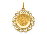 14k Yellow Gold Polished and Satin Spanish 1St Communion Medal Pendant
