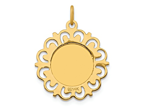 14k Yellow Gold Polished and Satin Spanish 1St Communion Medal Pendant