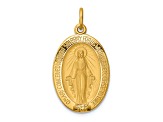 14K Yellow Gold Solid Polished and Satin Oval Miraculous Medal Pendant