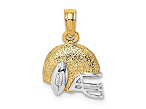 14K Two-tone Gold  Textured Football Helmet Charm