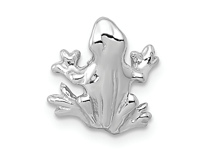 Rhodium Over 14k White Gold Solid Polished 3D Frog Charm