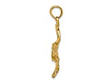 14k Yellow Gold 3D Textured Pelican Flying Charm