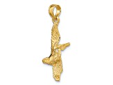 14k Yellow Gold 3D Textured Pelican Flying Charm