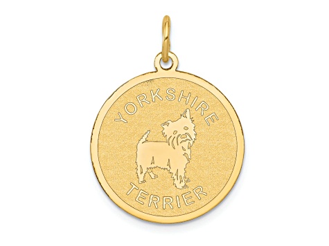 14k Yellow Gold Satin Yorkshire Terrier Disc Charm