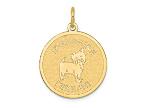14k Yellow Gold Satin Yorkshire Terrier Disc Charm