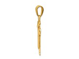 14k Yellow Gold Solid Satin Boy in Overalls with Hat on Left Charm