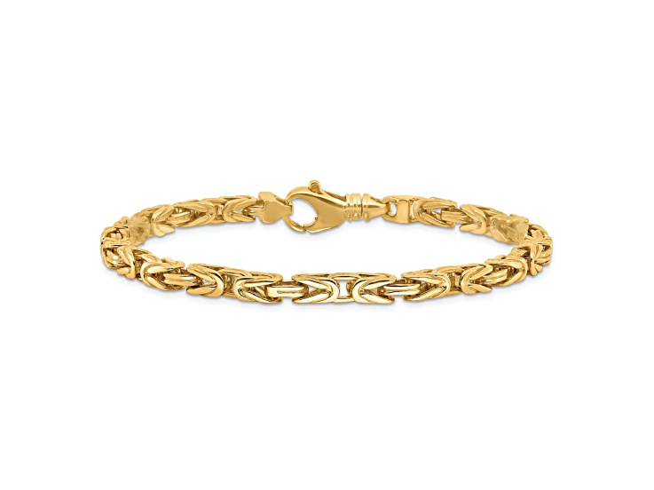 14k Yellow Gold 4.9mm Hand-Polished Byzantine Link Bracelet