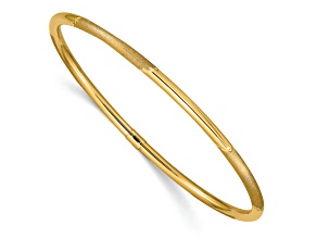 14k Yellow Gold 3mm Polished and Satin Finish Slip-on Bangle