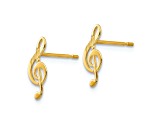 14K Yellow Gold Diamond-cut Music Note Post Earrings