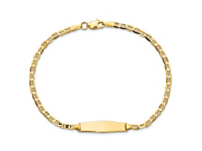 14k Yellow Gold Soft Diamond Shape Mariner Link ID Bracelet