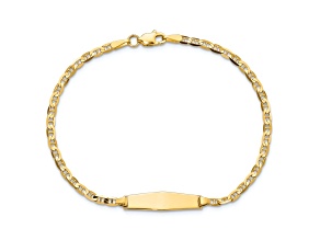 14k Yellow Gold Soft Diamond Shape Mariner Link ID Bracelet