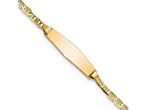 14k Yellow Gold Soft Diamond Shape Mariner Link ID Bracelet