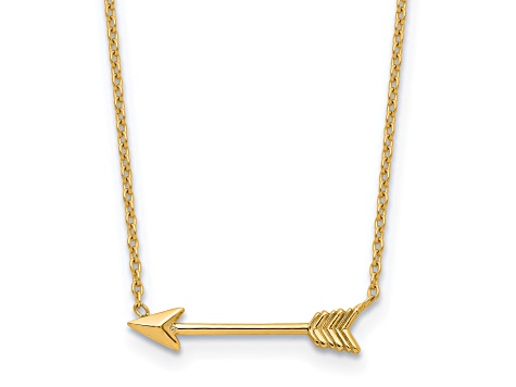 14K Yellow Gold Polished Arrow 17-inch Necklace