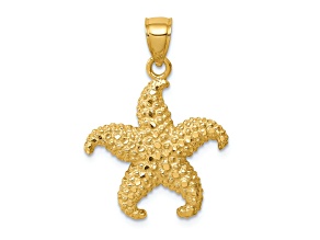 14k Yellow Gold Textured Starfish Pendant