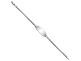 Rhodium Over 14k White Gold Semi-solid Oval Curb Link ID Bracelet