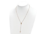 14K Yellow, White and Rose Gold Bead Rosary 17-inch with 3-in Extension