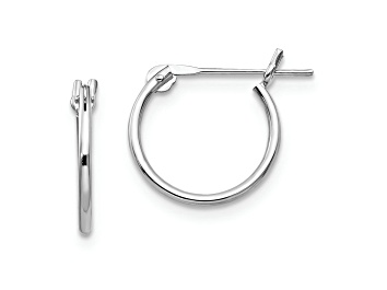Picture of Rhodium Over 14K White Gold 1mm Hoop Earrings