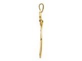 14K Yellow Gold Double Dolphins Charm Holder Pendant