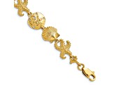 14k Yellow Gold Textured Seashell Theme Link Bracelet