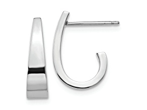 Rhodium Over 14k White Gold 9/16" Polished J-Hoop Earrings