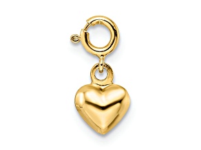 14k Yellow Gold 3D Polished Heart with Spring Ring Clasp Pendant