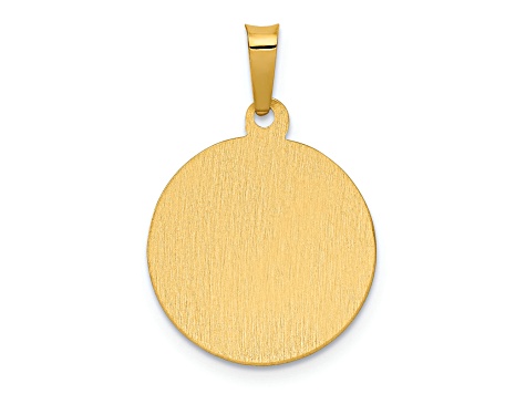 14K Yellow Gold Polished Satin Hollow Divino Nino Round Medal Pendant