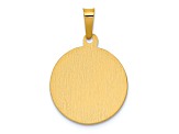 14K Yellow Gold Polished Satin Hollow Divino Nino Round Medal Pendant